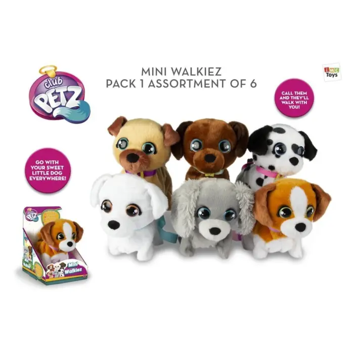 IMC Toys Club Petz Mini Walkiez Плишано кученце што оди, на поводник (асортиман) – слика 2