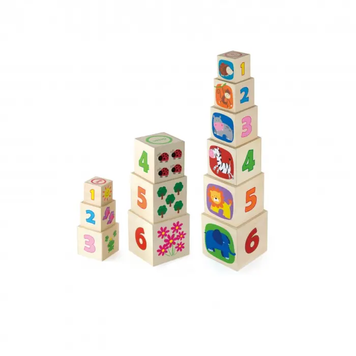 Viga Toys – Blloqe prej druri për vendosje dhe fut-nxjerrje (50392)