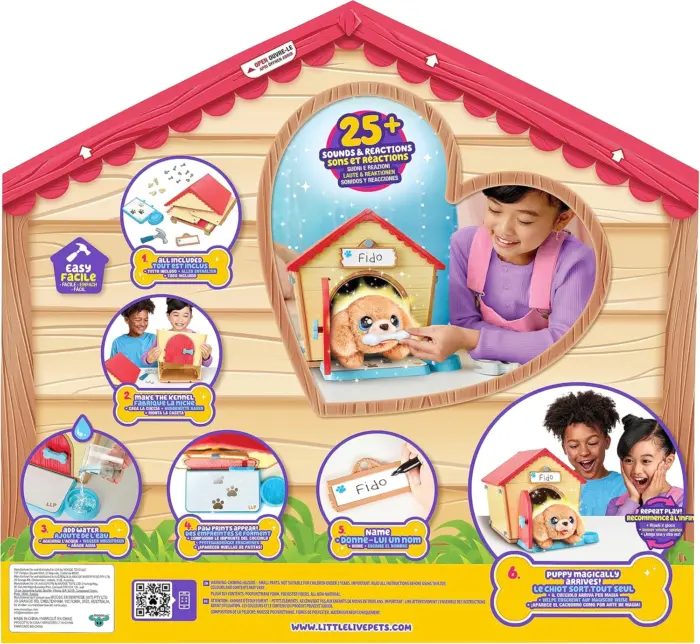 Little Live Pets – My Puppy’s Home Playset со интерактивно куче и 25+ звуци, вклучено куќичка и сет алатки