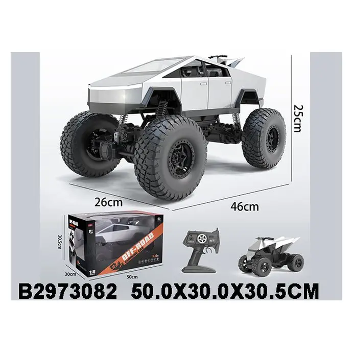 Pikap off-road me telekomandë 2.4G Pikap i madh me rrota të mëdha, me drita, bateri dhe kabllo USB · Mosha 6+