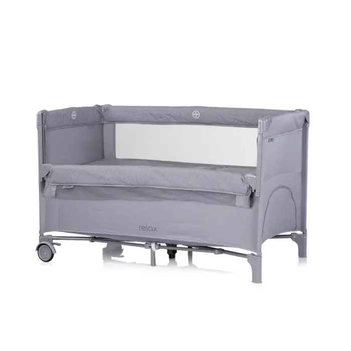 Chipolino Мобилно креветче Relax со спуштлива страна и 2 нивоа, Cloud Grey (сива)