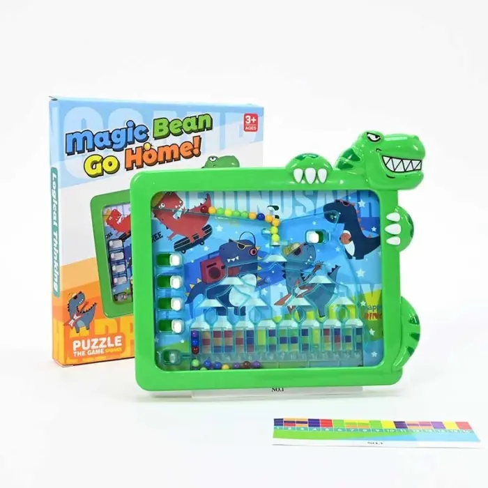 Lojë logjike Magic Bean Go Home Dinosaur, me topa dhe skema, jeshile
