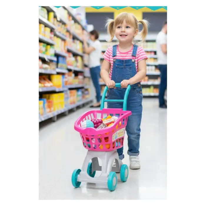 MGS Karrocë supermarketi për fëmijë me ushqime lodër