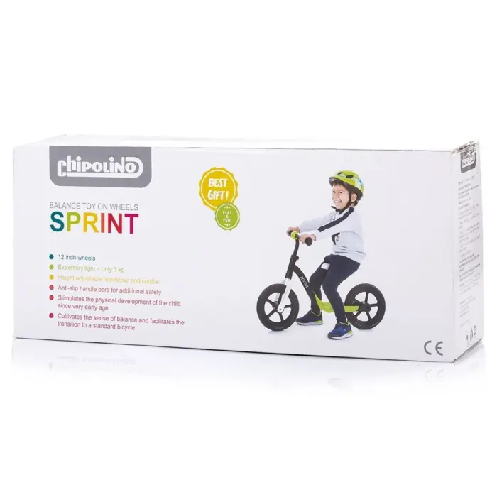 Chipolino Балансен велосипед Sprint, 12 инчи, зелен со црна – слика 5