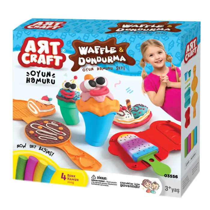 MODELING CLAY SET WAFFLES/ICE CREAM 200 G