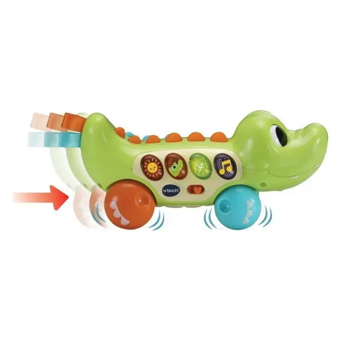VTech Интерактивен крокодил на туркање Squishy Spikes Alligator, зелен – слика 3