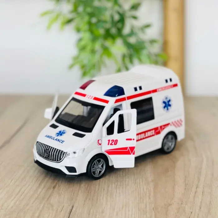 Интервентно комбе брза помош или полиција со светла, звук и чад, 17 cm – слика 3