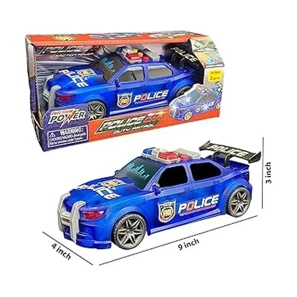 Makinë policie me drita dhe zë Automjet me fërkim me drita dhe sirenë, bateritë përfshihen · 3+ vjeç