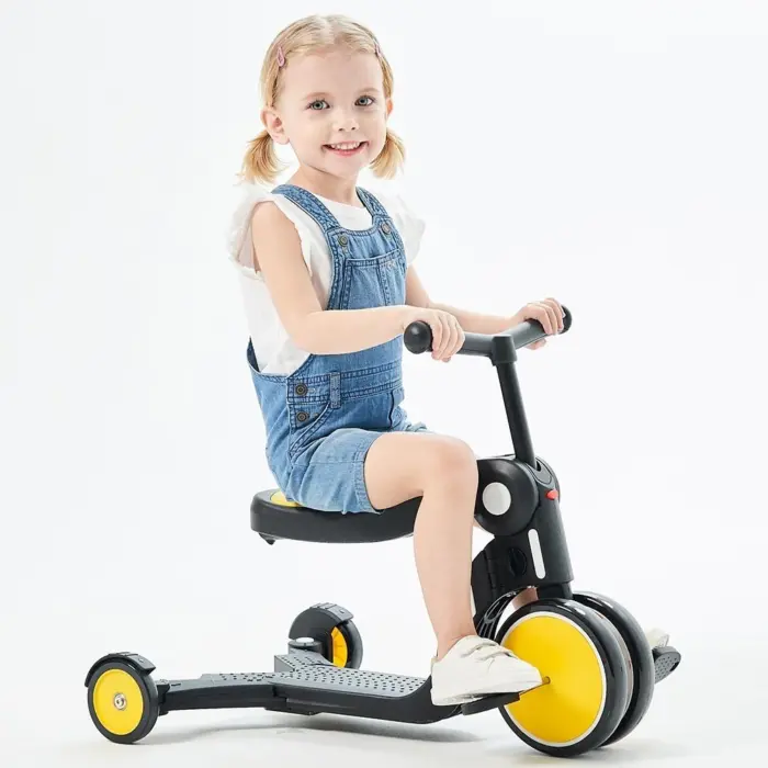 Chipolino Тротинет-трицикл All Ride 4 во 1 со седиште и педали, жолт – слика 3