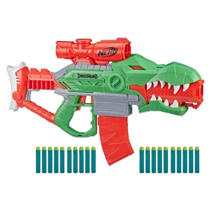 NERF DinoSquad Rex-Rampage motorised blaster with 20 darts, F0807