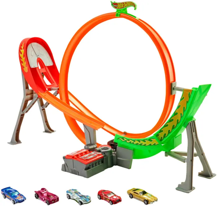 Hot Wheels Action Power Shift Raceway track with loop and 5 cars Hot Wheels Action Power Shift Raceway track with loop and 5 cars