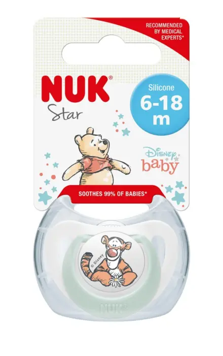NUK Çucël silikoni Star Disney Winnie the Pooh, 6–18 muaj NUK Çucël silikoni Star Disney Winnie the Pooh, 6–18 muaj