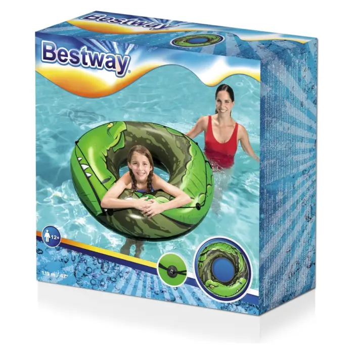 Bestway River Gator swim ring with crocodile design, Ø119 cm