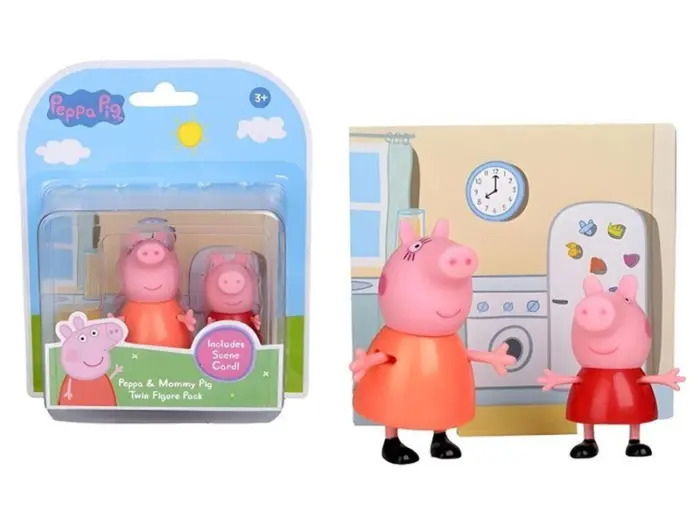 Peppa Pig Сет фигури Пепа и Мама Прасе, со сценска картичка