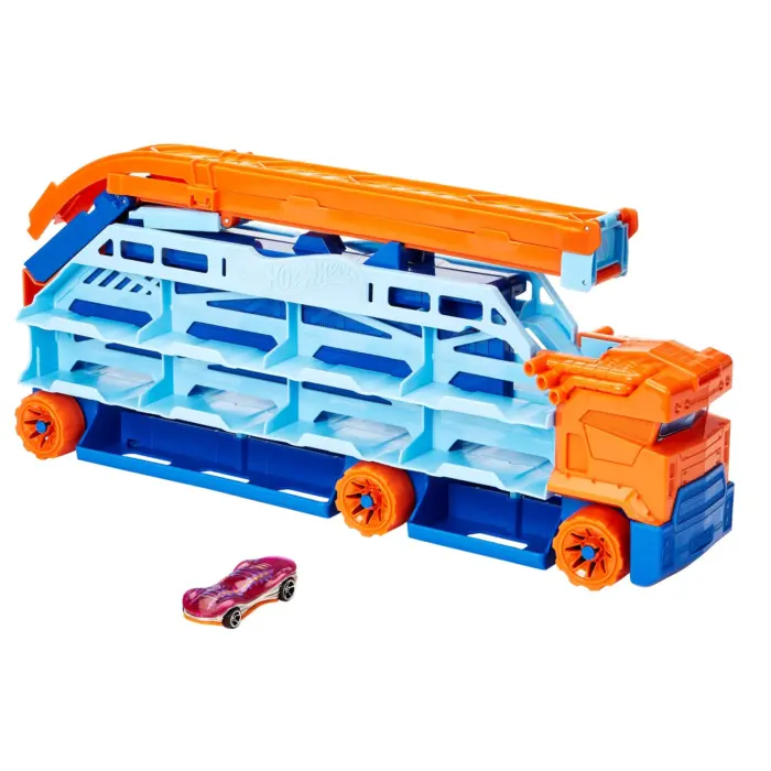 Hot Wheels City Transportues Speed Drop që shndërrohet në pistë