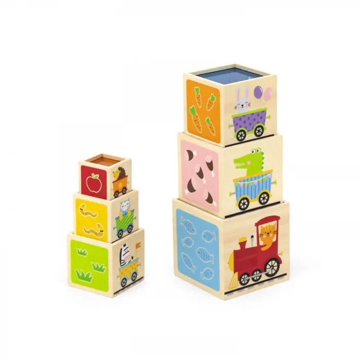 Viga Toys – Blloqe prej druri për vendosje dhe fut-nxjerrje (44572)