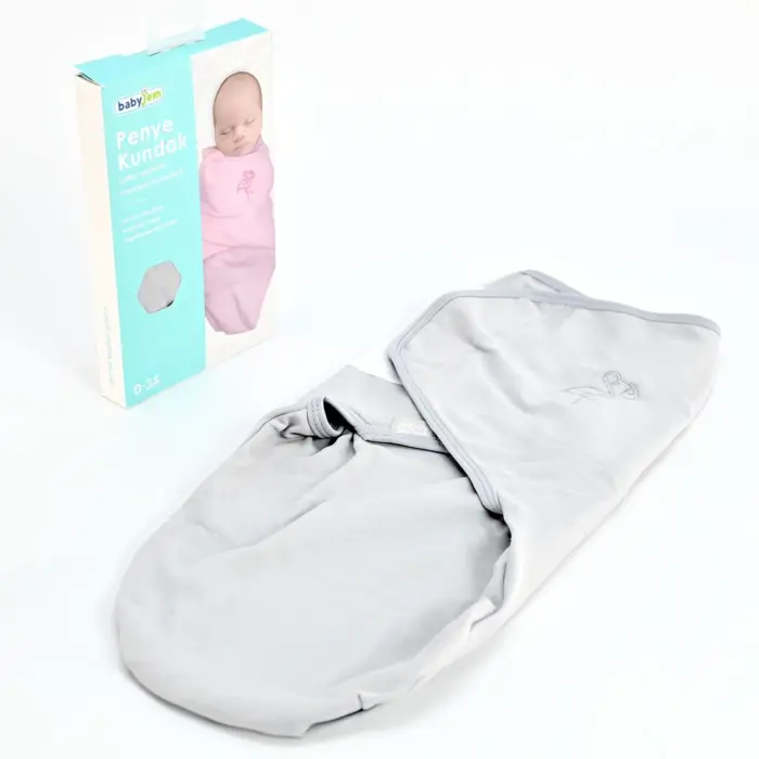 Baby Jem Памучна прекривка за повивање со чичак, 0–3 месеци, сива – слика 3