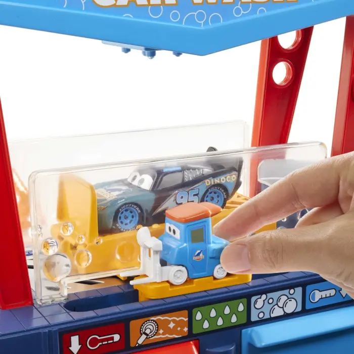 Disney Pixar Cars Сет перална Dinoco со количка што менува боја – слика 3