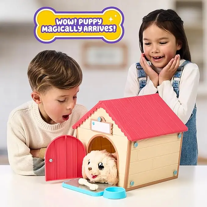 Little Live Pets – My Puppy’s Home Playset со интерактивно куче и 25+ звуци, вклучено куќичка и сет алатки