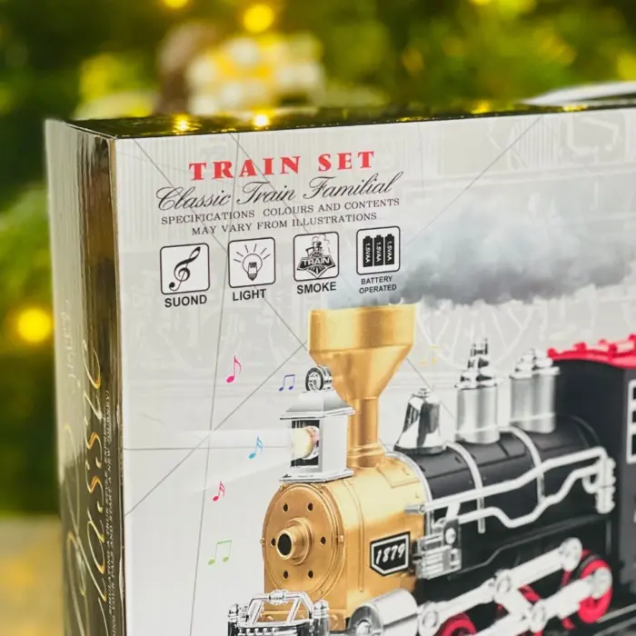 Стаза со воз Classic Train Set со звук, светло и чад, 85 x 85 cm – слика 3