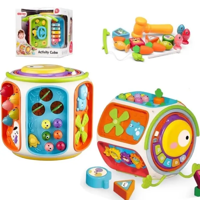 Kub edukativ për foshnje Bibi-inn Activity Cube 9 në 1 me ndarës formash