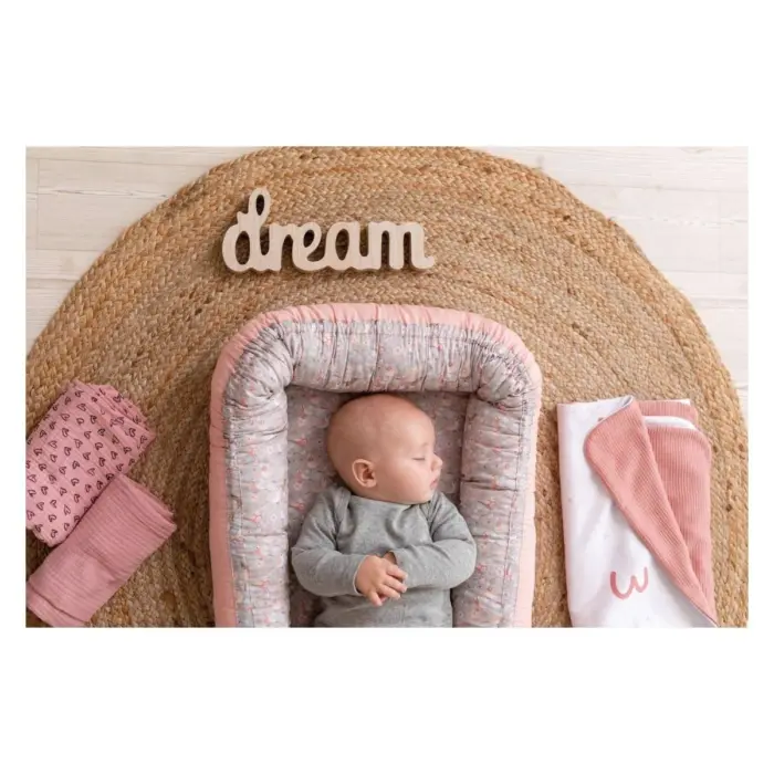 Bubaba Little Birds large baby nest, 95 x 60 cm, pink-gray – image 4