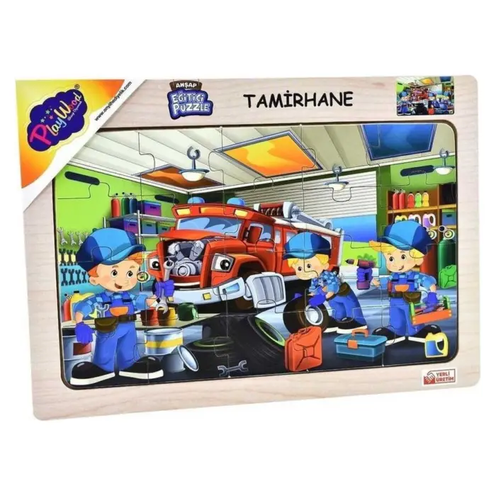PlayWood Puzzle prej druri Servis makinash, 20 pjesë (4 modele)