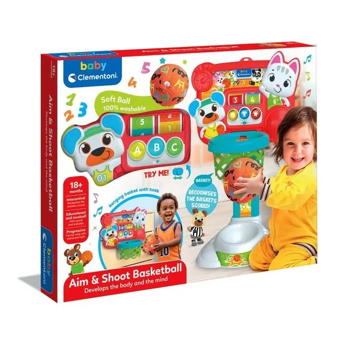 Clementoni Baby Kosh basketbolli Aim & Shoot Basketball me tabelë rezultati – foto 3