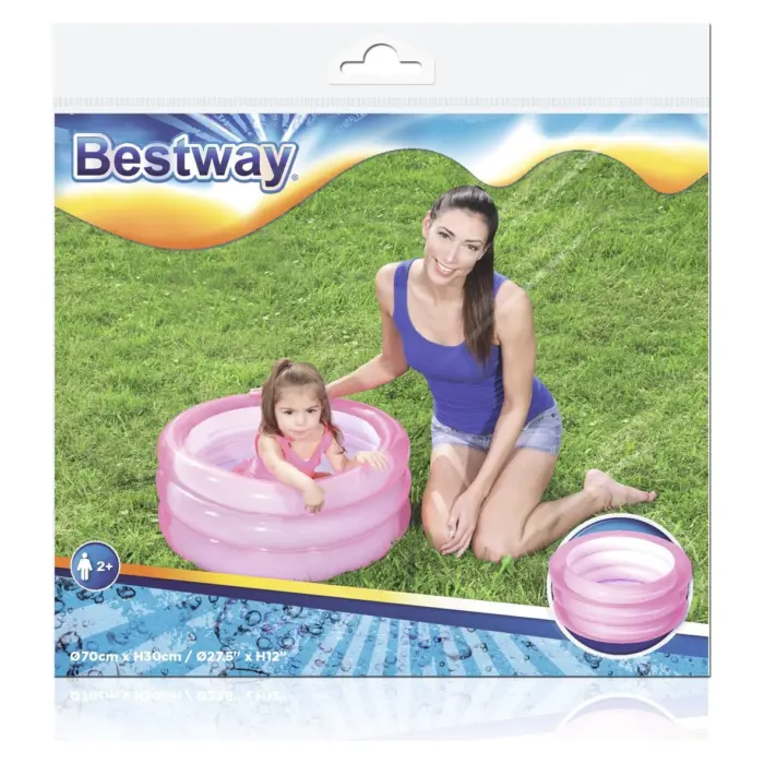 Bestway small inflatable kids' pool with 3 rings, Ø70 x 30 cm