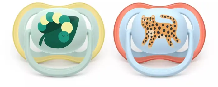 Philips Avent Çucël qetësuese ultra air 0–6 muaj, 2 copë, gjethe dhe leopard