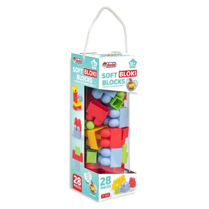 DEDE Baby Bloki soft building blocks in a tube, 28 pieces, 04099