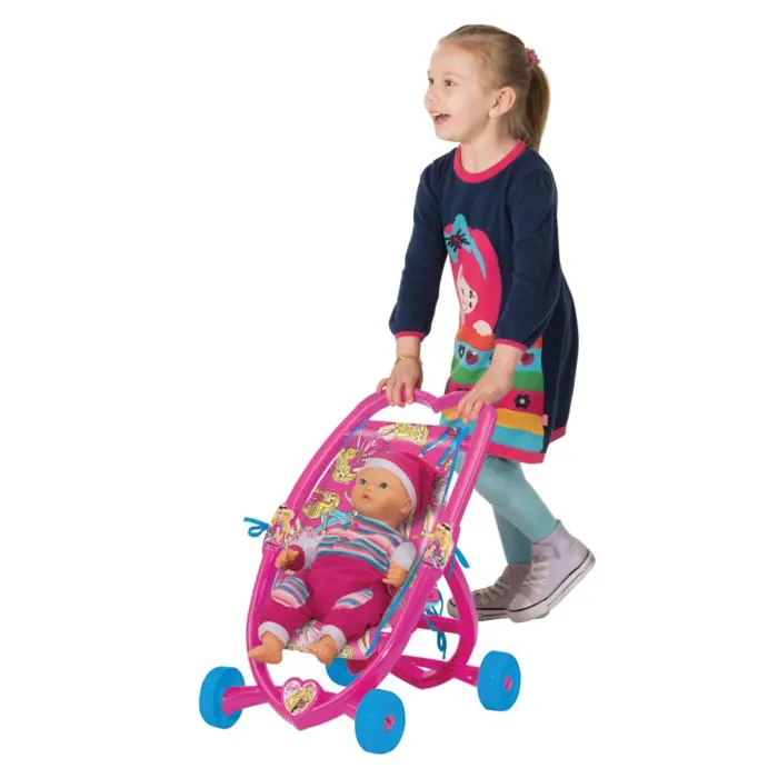 Dede Количка за кукли Barbie со рачка во форма на срце, розова – слика 3