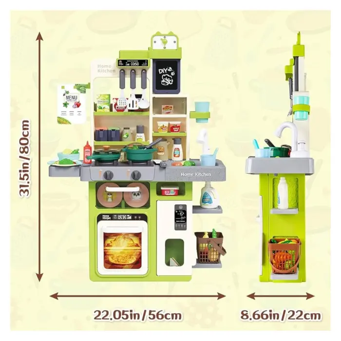 Kids' kitchen with faucet – 80 cm Large kitchen with oven, faucet, shelves and utensils · 3+ years
