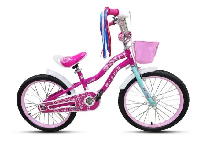 Rapid Candy children’s bicycle 20 inch, pink, with basket and bell