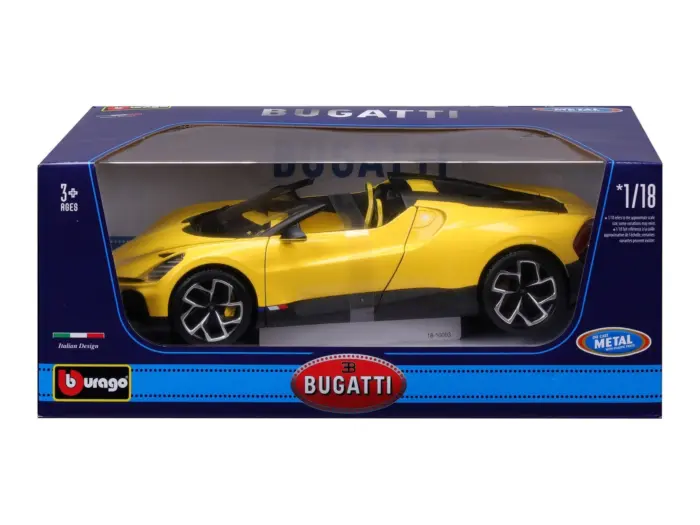 Bburago Bugatti W16 Mistral метален модел 1:18, жолт – слика 5