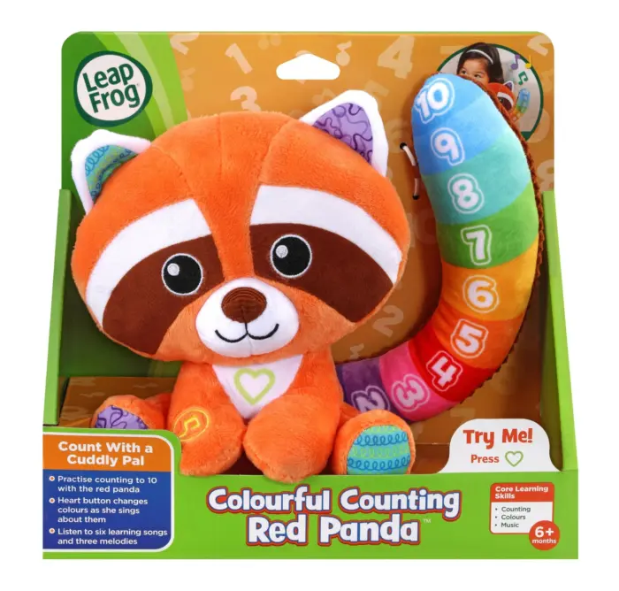 LeapFrog Panda e kuqe interaktive prej pelushi Colourful Counting