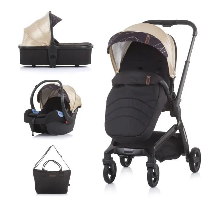 Chipolino Emotion 3-in-1 baby stroller with car seat, gold