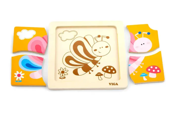 Viga Дрвена сложувалка Handy Flat Puzzle Пеперуга, 4 дела – слика 2