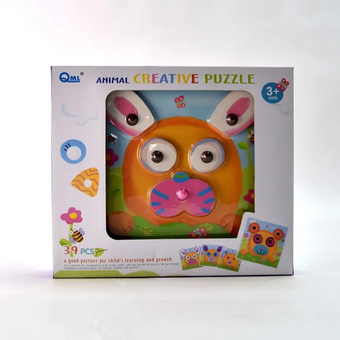 Wooden creative Rabbit puzzle with interchangeable parts, 39 pieces