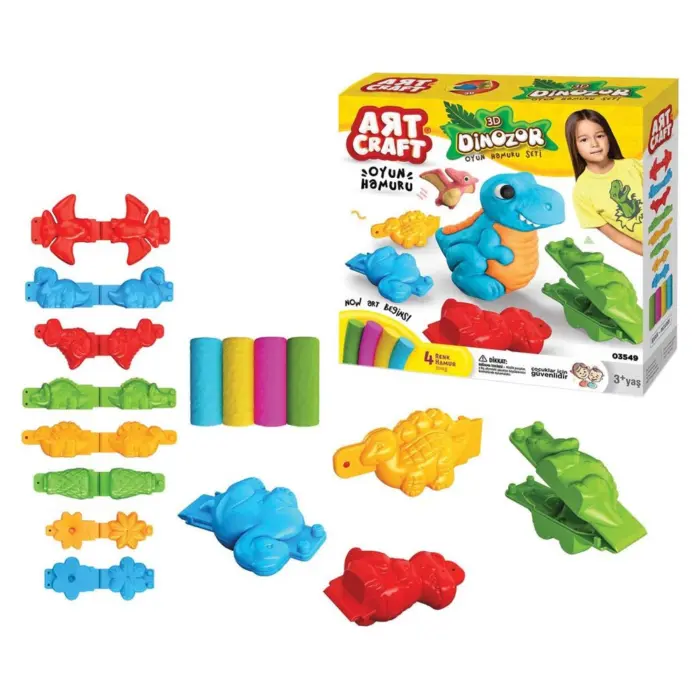 ART CRAFT Сет пластелин 3D диносауруси, 8 калапи, 200 g, 03549