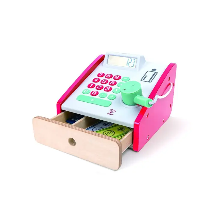 Hape Дрвен пазарен штанд Farmers Market со каса и 62 додатоци – слика 2