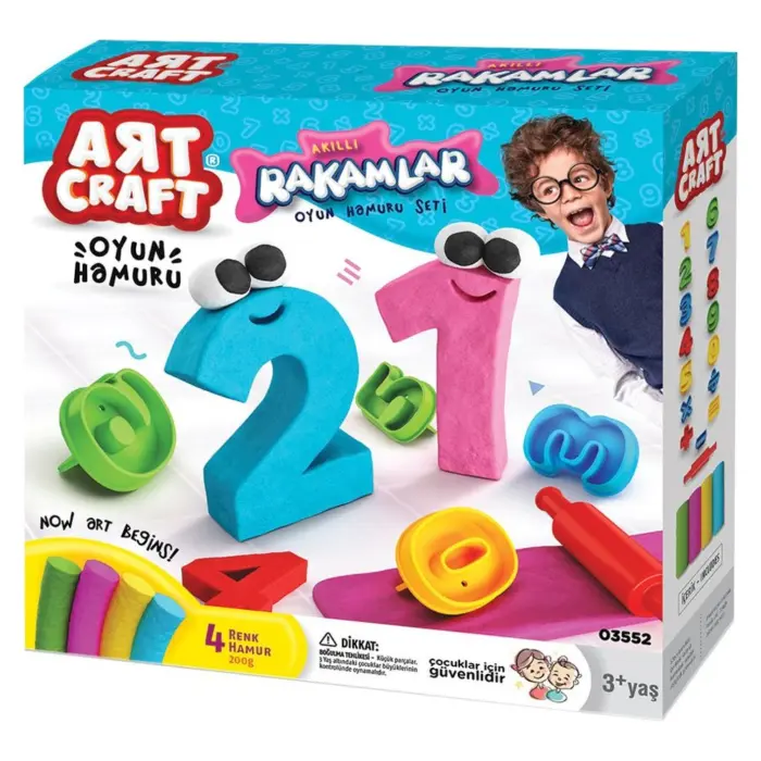 ART CRAFT Сет пластелин 3D бројки, 15 калапи и валјак, 200 g, 03552