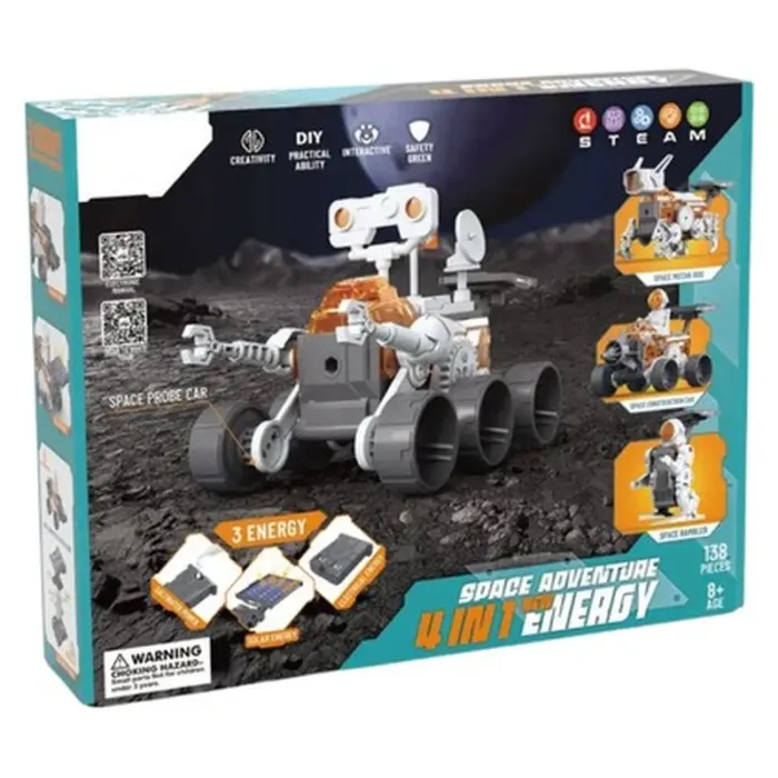 STEMX Set ndërtimi Space Adventure 4 në 1 me panel diellor, 138 pjesë