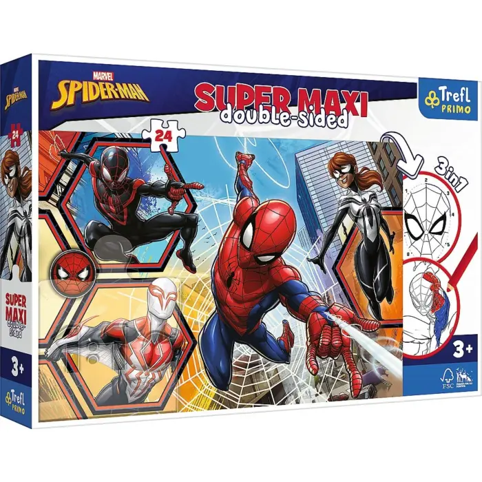Trefl Primo Двострана сложувалка Super Maxi Spider-Man, 24 парчиња