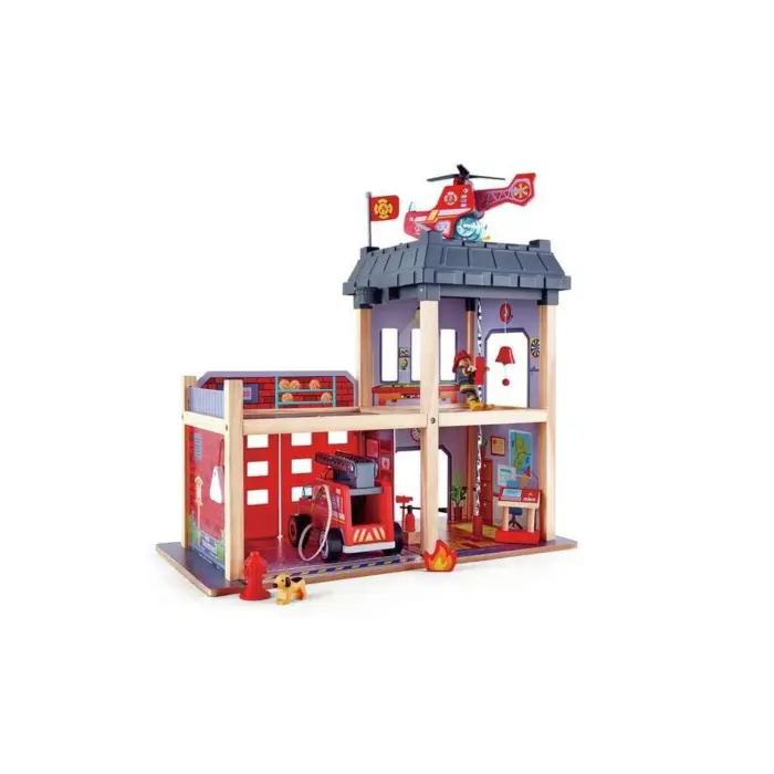 Hape Дрвена противпожарна станица City Fire Station, со светла и звуци – слика 2