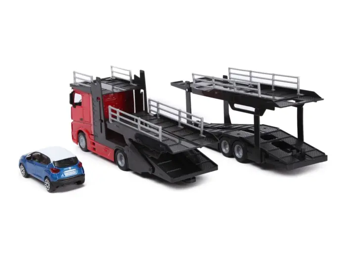 Bburago Mercedes-Benz Actros камион носач на автомобили 1:43, со автомобил – слика 3