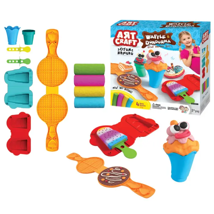 MODELING CLAY SET WAFFLES/ICE CREAM 200 G