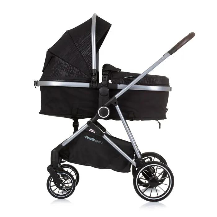 Baby Stroller AURA- Obsidian/Silver