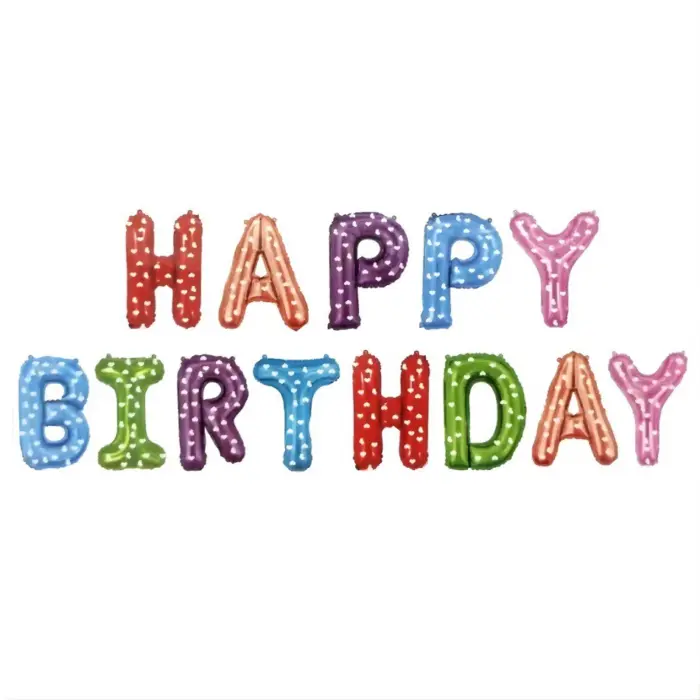 Балони-букви Happy Birthday, 13 парчиња по 16 инчи, различни бои – слика 4