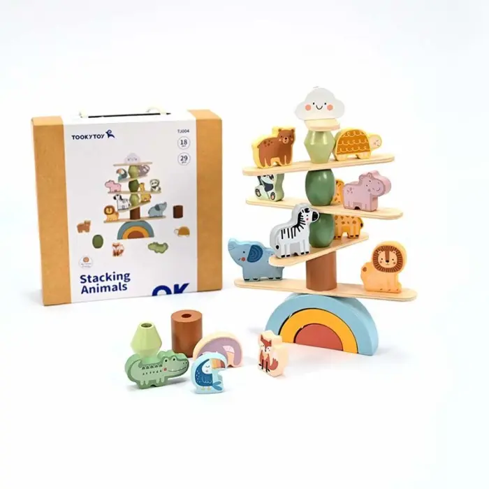 Tooky Toy Stacking Animals wooden stacking and balance set, 29 pieces Tooky Toy Stacking Animals wooden stacking and balance set, 29 pieces